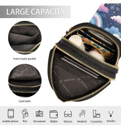 Sling Bag for Women Cartoon Rainbow Clouds Snowflakes Crossbody Bag Small Chest Bag Shoulder Bag Cell Phone Purse for Casual ...