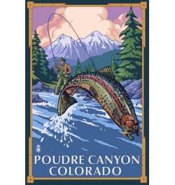 Poudre Canyon, Colorado, Fisherman, (24x36 Wrapped Canvas, Wall Decor, Artwork) 16x24 Stretched Canvas $48.00 Totes