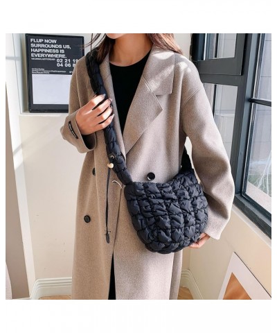 Trendy Designer Quilted Puffer Shoulder Crossbody for Women Nylon Hobo Cotton Padded Handbag and Purses with Adjustable Strap...