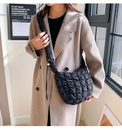 Trendy Designer Quilted Puffer Shoulder Crossbody for Women Nylon Hobo Cotton Padded Handbag and Purses with Adjustable Strap...