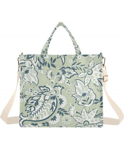 Green Perris Flower Women Purse Totes Reusable Shopping Bag Personalized Totes Crossbody Purse Green Paisley Flower $12.31 Ot...