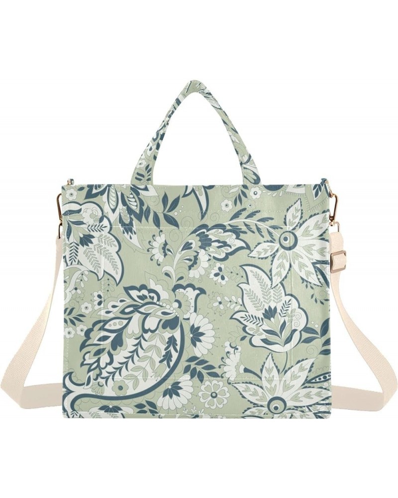 Green Perris Flower Women Purse Totes Reusable Shopping Bag Personalized Totes Crossbody Purse Green Paisley Flower $12.31 Ot...