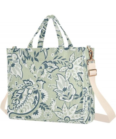 Green Perris Flower Women Purse Totes Reusable Shopping Bag Personalized Totes Crossbody Purse Green Paisley Flower $12.31 Ot...