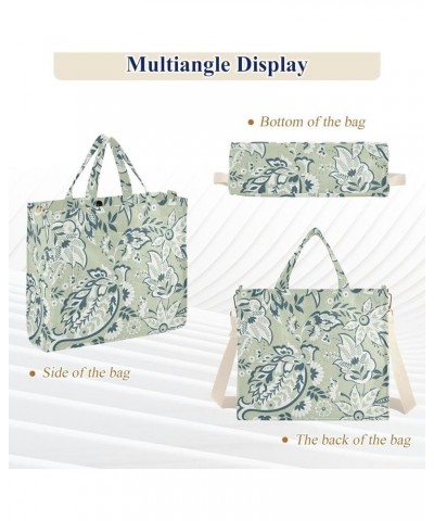 Green Perris Flower Women Purse Totes Reusable Shopping Bag Personalized Totes Crossbody Purse Green Paisley Flower $12.31 Ot...