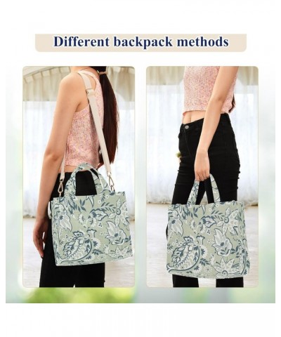 Green Perris Flower Women Purse Totes Reusable Shopping Bag Personalized Totes Crossbody Purse Green Paisley Flower $12.31 Ot...