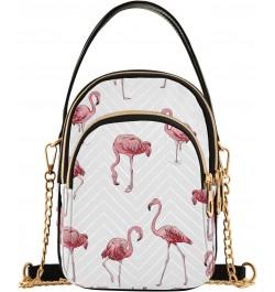 Flamingo Small Crossbody Handbag for Women Mini Over Shoulder Purse with Three Zippered Pockets Durable Cell Phone Purse for ...