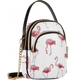 Flamingo Small Crossbody Handbag for Women Mini Over Shoulder Purse with Three Zippered Pockets Durable Cell Phone Purse for ...