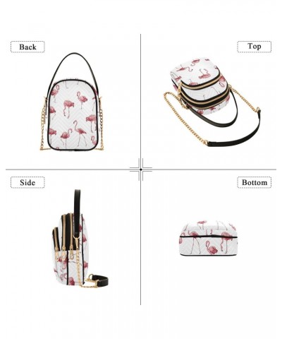 Flamingo Small Crossbody Handbag for Women Mini Over Shoulder Purse with Three Zippered Pockets Durable Cell Phone Purse for ...