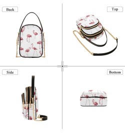 Flamingo Small Crossbody Handbag for Women Mini Over Shoulder Purse with Three Zippered Pockets Durable Cell Phone Purse for ...