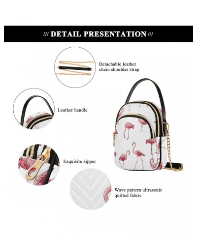 Flamingo Small Crossbody Handbag for Women Mini Over Shoulder Purse with Three Zippered Pockets Durable Cell Phone Purse for ...