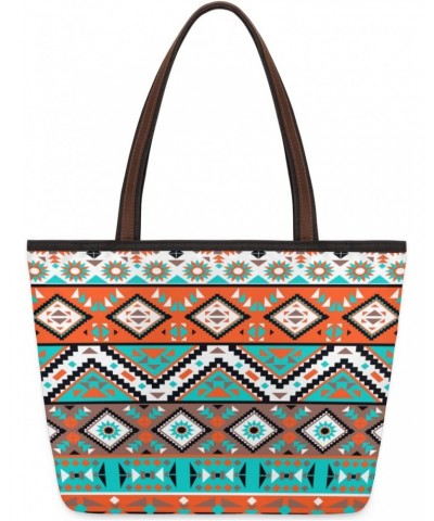 Women Tote Bag Large Handbag Aztec Geometric Pattern Shoulder Bag Zippered Satchel Purse for Work Travel Beach Bag $11.25 Sat...