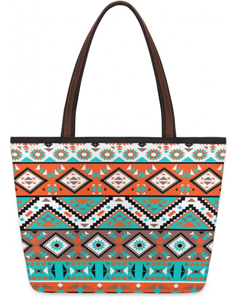 Women Tote Bag Large Handbag Aztec Geometric Pattern Shoulder Bag Zippered Satchel Purse for Work Travel Beach Bag $11.25 Sat...