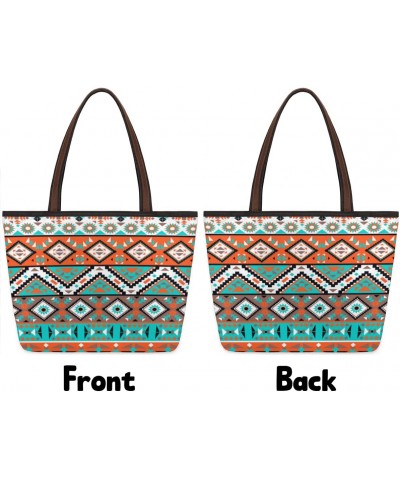 Women Tote Bag Large Handbag Aztec Geometric Pattern Shoulder Bag Zippered Satchel Purse for Work Travel Beach Bag $11.25 Sat...