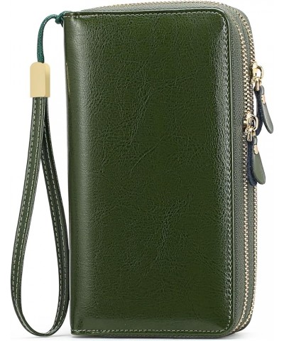 Womens Wallet Zip Around Card Holder Large Leather Phone Wristlet with RFID Blocking 4-nature-green-2 $17.27 Wristlets