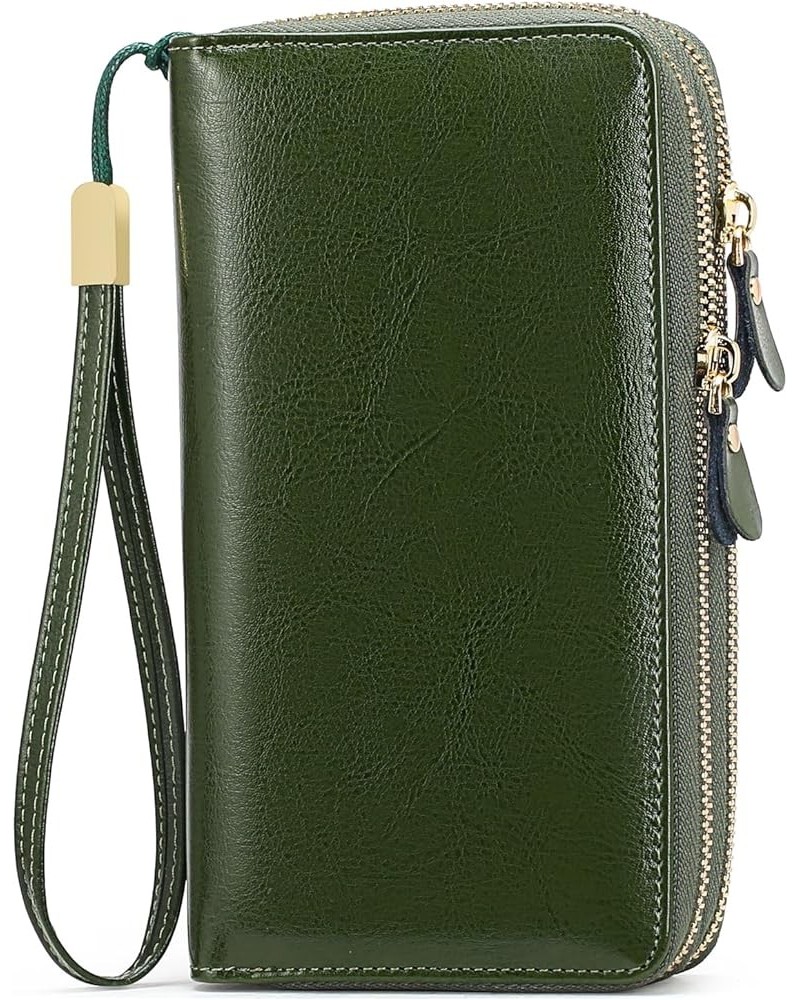 Womens Wallet Zip Around Card Holder Large Leather Phone Wristlet with RFID Blocking 4-nature-green-2 $17.27 Wristlets