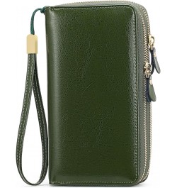 Womens Wallet Zip Around Card Holder Large Leather Phone Wristlet with RFID Blocking 4-nature-green-2 $17.27 Wristlets