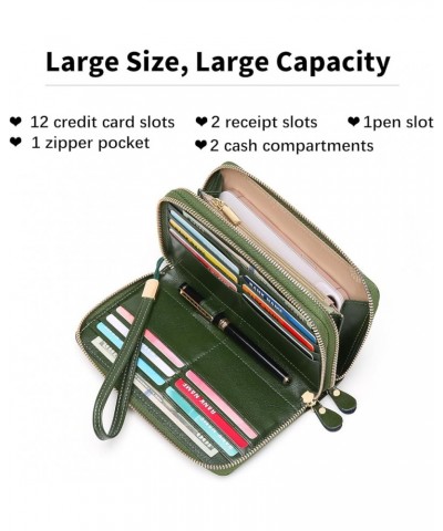 Womens Wallet Zip Around Card Holder Large Leather Phone Wristlet with RFID Blocking 4-nature-green-2 $17.27 Wristlets