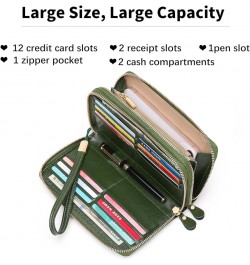 Womens Wallet Zip Around Card Holder Large Leather Phone Wristlet with RFID Blocking 4-nature-green-2 $17.27 Wristlets