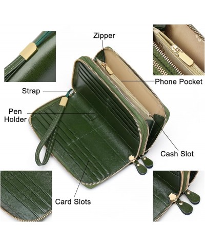 Womens Wallet Zip Around Card Holder Large Leather Phone Wristlet with RFID Blocking 4-nature-green-2 $17.27 Wristlets