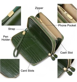 Womens Wallet Zip Around Card Holder Large Leather Phone Wristlet with RFID Blocking 4-nature-green-2 $17.27 Wristlets