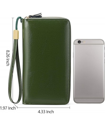 Womens Wallet Zip Around Card Holder Large Leather Phone Wristlet with RFID Blocking 4-nature-green-2 $17.27 Wristlets