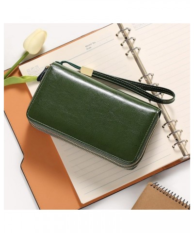 Womens Wallet Zip Around Card Holder Large Leather Phone Wristlet with RFID Blocking 4-nature-green-2 $17.27 Wristlets