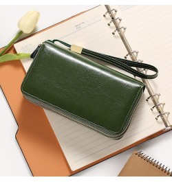 Womens Wallet Zip Around Card Holder Large Leather Phone Wristlet with RFID Blocking 4-nature-green-2 $17.27 Wristlets