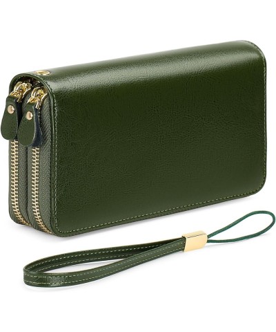 Womens Wallet Zip Around Card Holder Large Leather Phone Wristlet with RFID Blocking 4-nature-green-2 $17.27 Wristlets