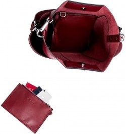 Women Leather Bucket Handbag Leather Purses Hobo Bags Large Ac-wine Red $39.10 Totes