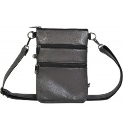 Anti-theft 3 Zipper Crossbody Detachable Strap Credit Card Holder Slate Vegan Leather $22.60 Crossbody Bags