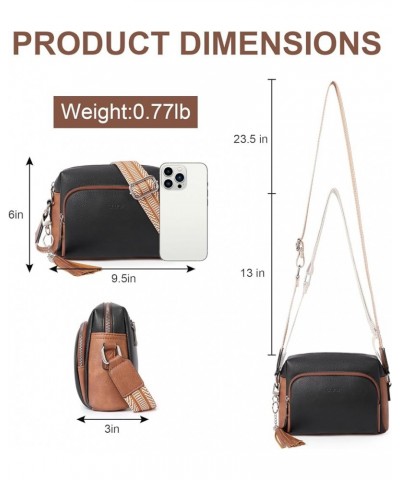 Crossbody Bags for Women, Vegan Leather Shoulder Handbags 2024，Purses for Women with Adjustable Wide Strap 2-5Black with brow...