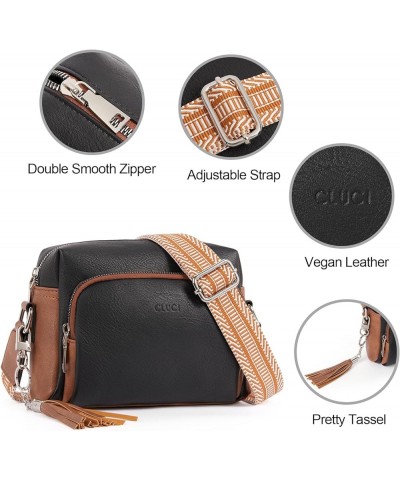 Crossbody Bags for Women, Vegan Leather Shoulder Handbags 2024，Purses for Women with Adjustable Wide Strap 2-5Black with brow...