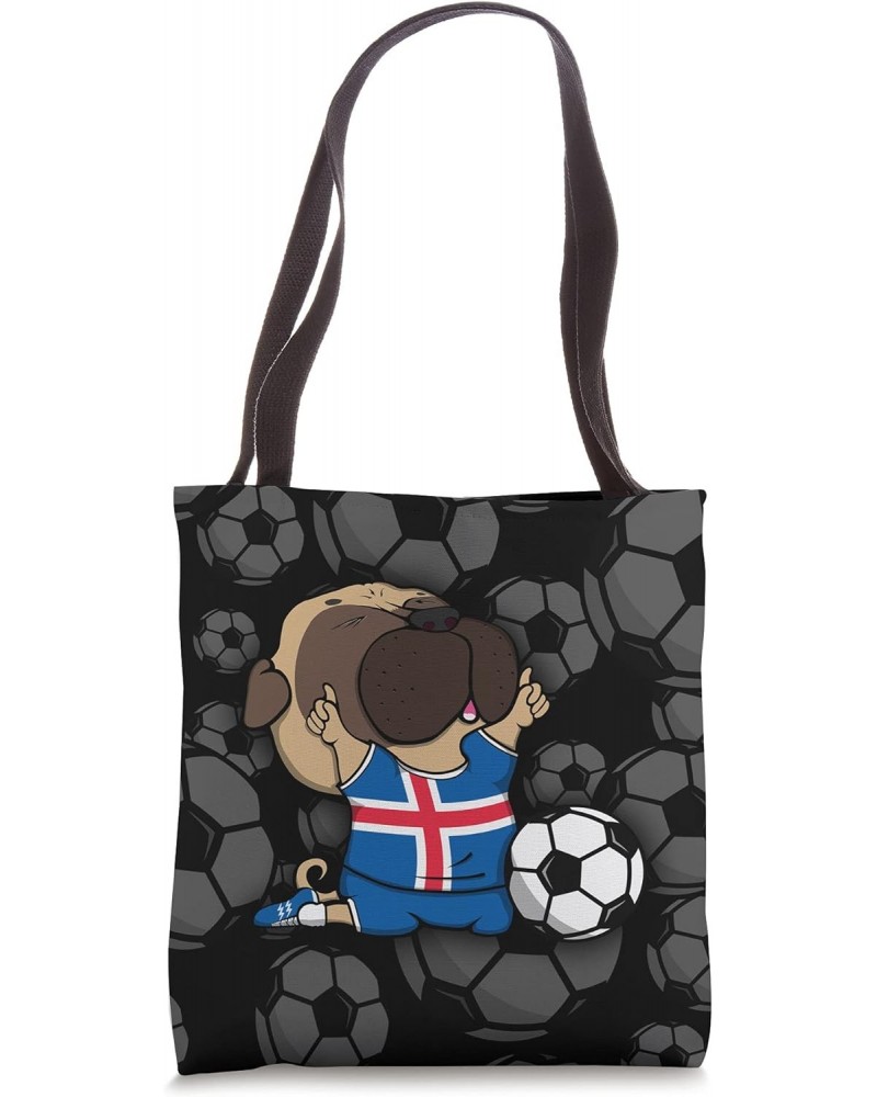 Pug Dog Iceland Soccer Fans Jersey Icelandic Football Lovers Tote Bag $13.20 Totes