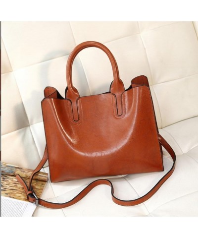 Fashion Women's bag oil leather handbag simple all-match shoulder crossbody wholesale Green $31.80 Totes