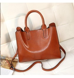 Fashion Women's bag oil leather handbag simple all-match shoulder crossbody wholesale Green $31.80 Totes