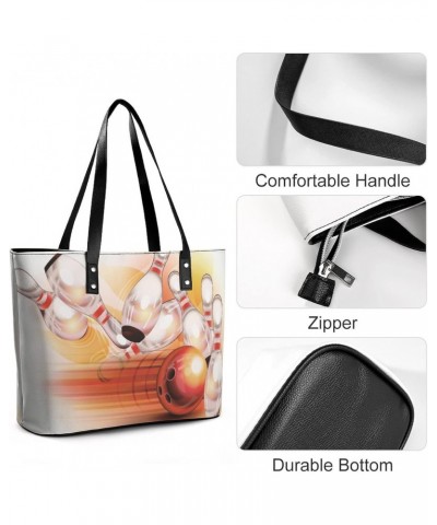 Womens Handbag Bowling Leather Tote Bag Top Handle Satchel Bags For Lady $19.59 Totes