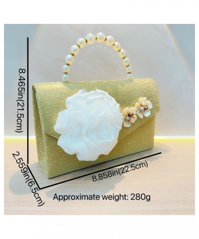 Glitter Flower Women's Handbag Small Size Mini Luxury Material Era Reduced Crossbody Bag 1envelope Style, Gold $21.15 Handbags