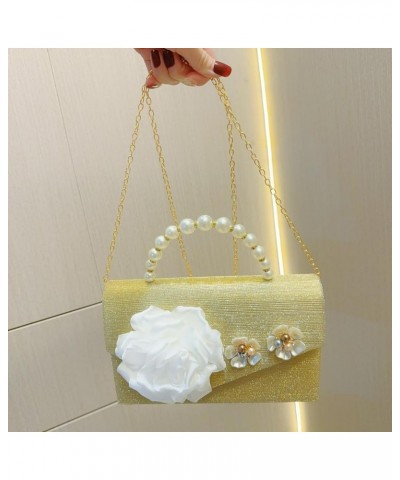 Glitter Flower Women's Handbag Small Size Mini Luxury Material Era Reduced Crossbody Bag 1envelope Style, Gold $21.15 Handbags