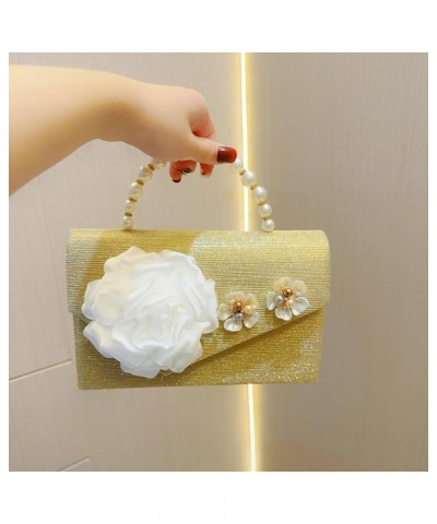 Glitter Flower Women's Handbag Small Size Mini Luxury Material Era Reduced Crossbody Bag 1envelope Style, Gold $21.15 Handbags