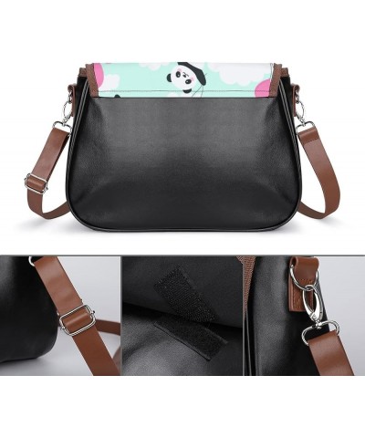 Leather Hobo Bags Women's Crossbody Shoulder Bag Classic City Top Handle Satchels Panda Cartoon Color2 $21.50 Hobo Bags