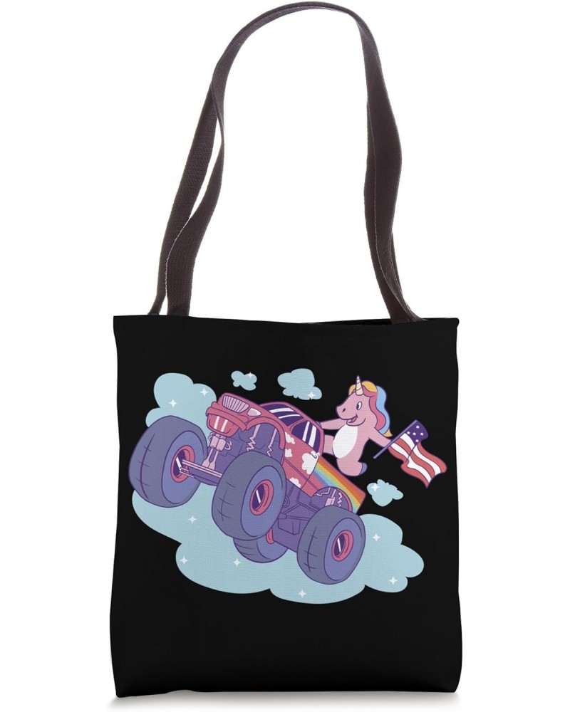 Unicorn American Flag Monster Truck Art Tote Bag $9.45 Totes