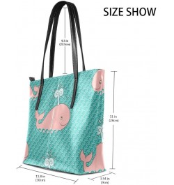 Handbags for Women Tote Bags with 11.08"(L) x 3.54"(W) x 11.02"(W) - Whale Contradiction Pink Whale Waves $18.48 Totes