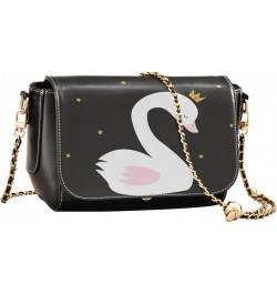 Swan Princess Cartoon Leather Crossbody Bags for Women Chain Shoulder Bag Mini Handbag Flip-Top Crossbody Purse Purse for Wor...