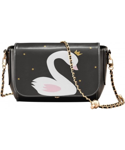 Swan Princess Cartoon Leather Crossbody Bags for Women Chain Shoulder Bag Mini Handbag Flip-Top Crossbody Purse Purse for Wor...