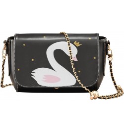 Swan Princess Cartoon Leather Crossbody Bags for Women Chain Shoulder Bag Mini Handbag Flip-Top Crossbody Purse Purse for Wor...