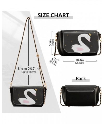 Swan Princess Cartoon Leather Crossbody Bags for Women Chain Shoulder Bag Mini Handbag Flip-Top Crossbody Purse Purse for Wor...