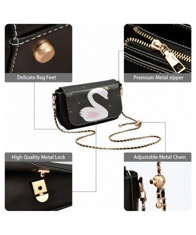 Swan Princess Cartoon Leather Crossbody Bags for Women Chain Shoulder Bag Mini Handbag Flip-Top Crossbody Purse Purse for Wor...