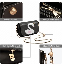 Swan Princess Cartoon Leather Crossbody Bags for Women Chain Shoulder Bag Mini Handbag Flip-Top Crossbody Purse Purse for Wor...