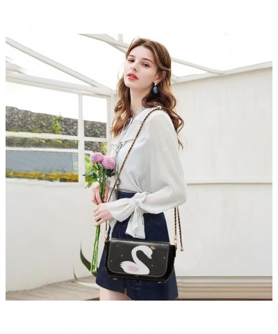 Swan Princess Cartoon Leather Crossbody Bags for Women Chain Shoulder Bag Mini Handbag Flip-Top Crossbody Purse Purse for Wor...