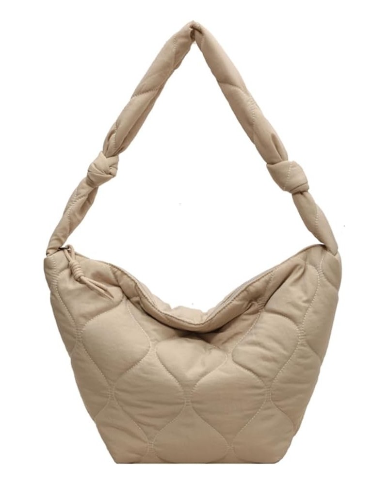 Puffer Bag for Women Large Puffer Shoulder Bag Quilted Crossbody Bag Puffy Tote Bag Down Cotton Padded Dumpling Bag Beige $9....